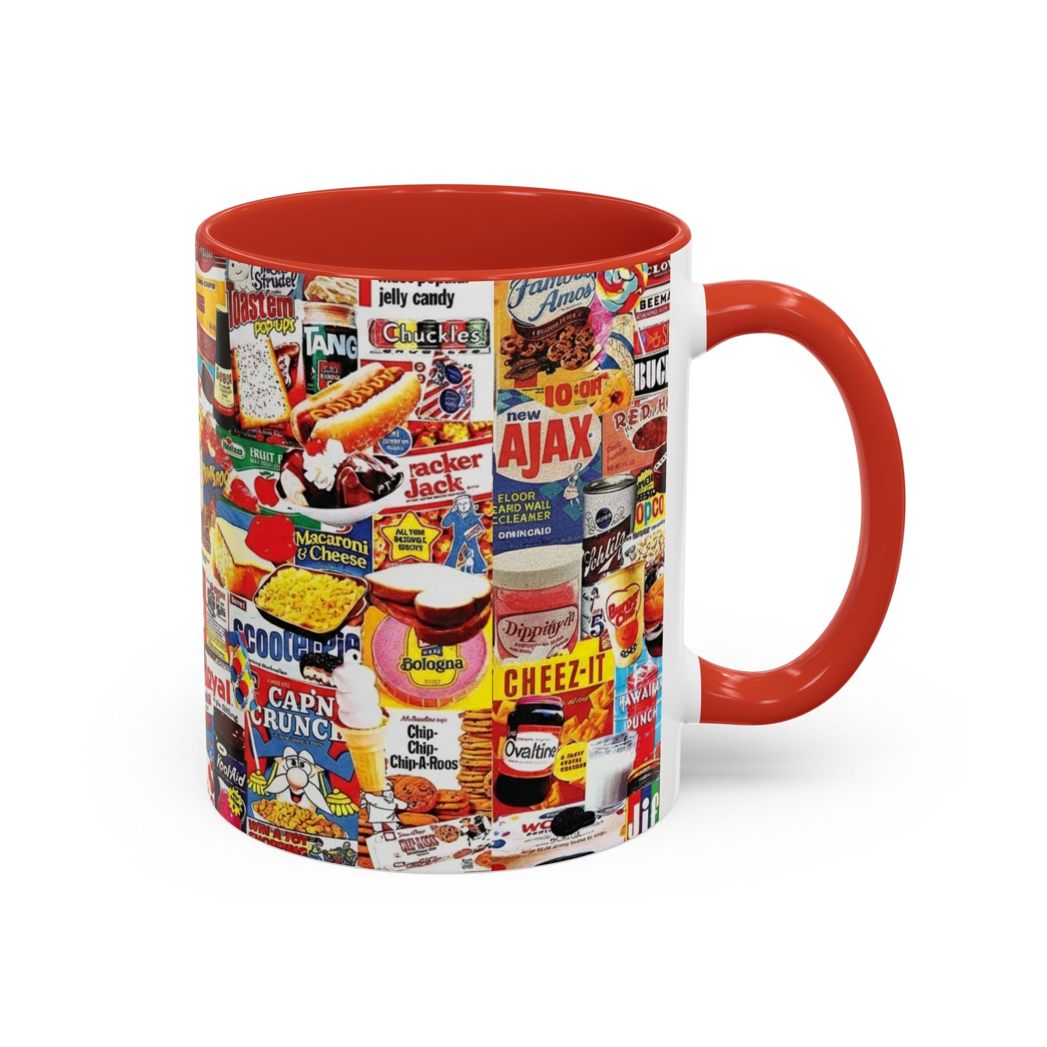 Retro Snack Collage Mug — Vintage Candy & Cereal Packaging Accent Coffee Mug - Creations by Chris and Carlos