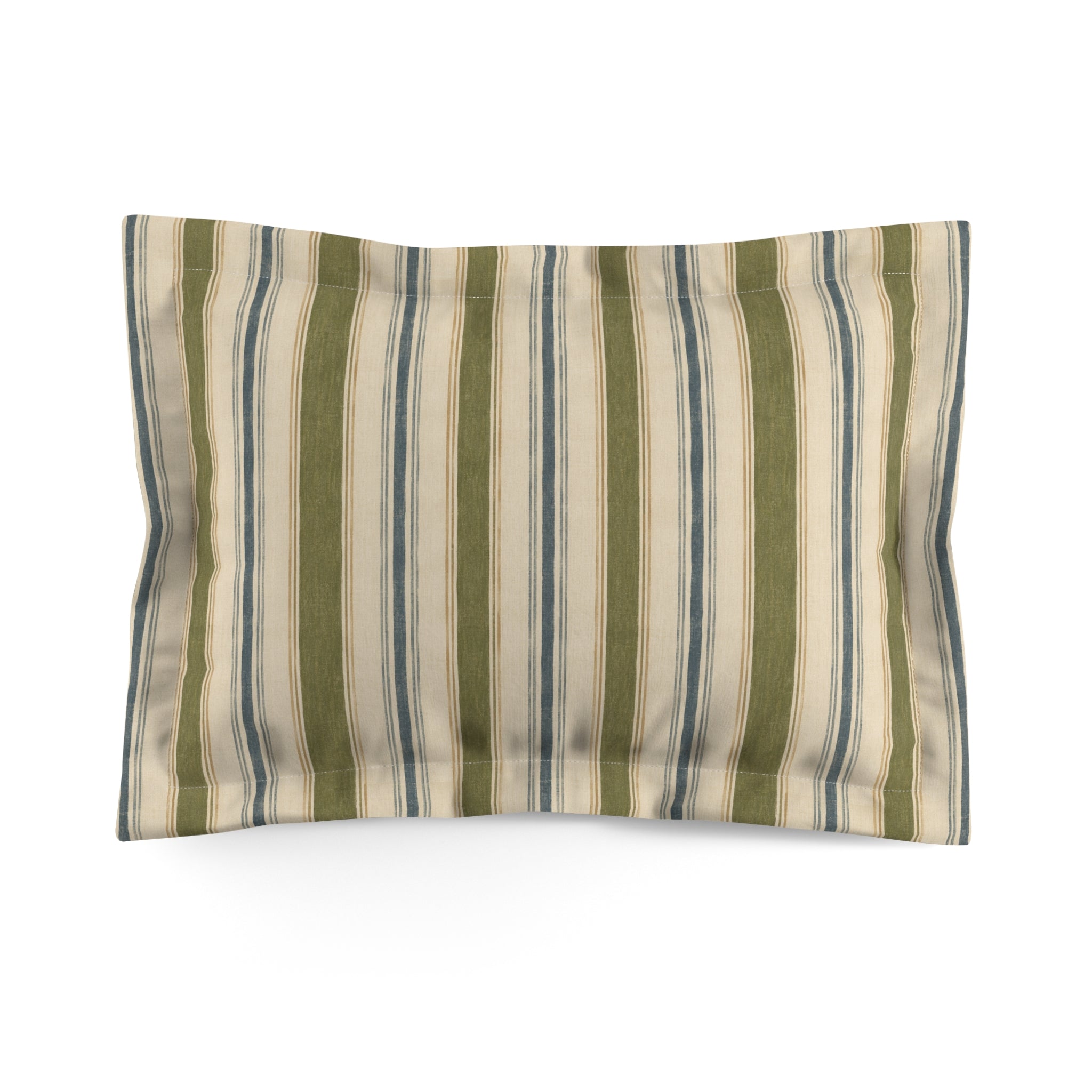 Striped Microfiber Pillow Sham — Coastal Green & Blue Decorative Pillowcase - Creations by Chris and Carlos
