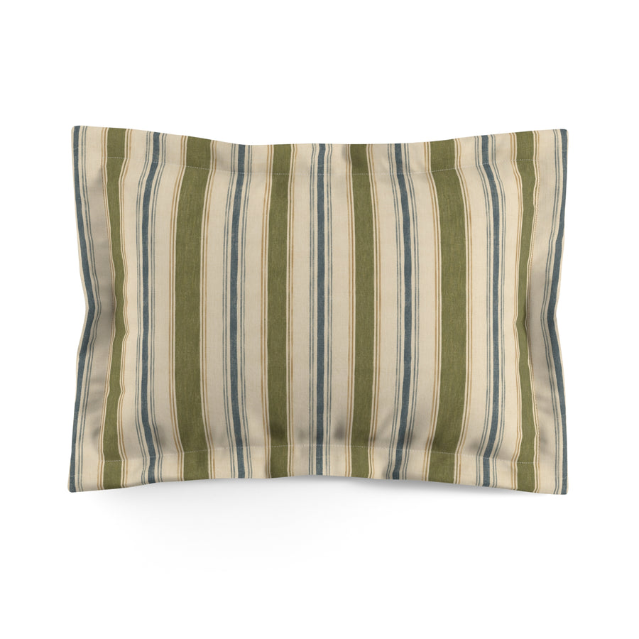 Striped Microfiber Pillow Sham — Coastal Green & Blue Decorative Pillowcase - Creations by Chris and Carlos