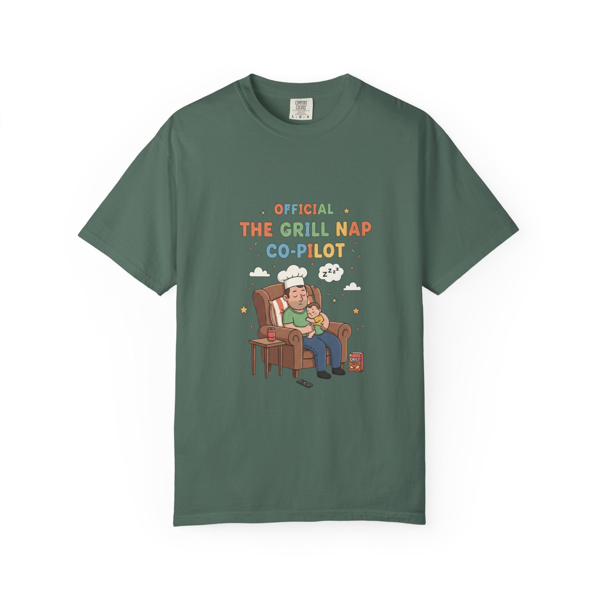 T-Shirt — "Official Grill Nap Co Pilot" Funny Retro Graphic Tee - Creations by Chris and Carlos
