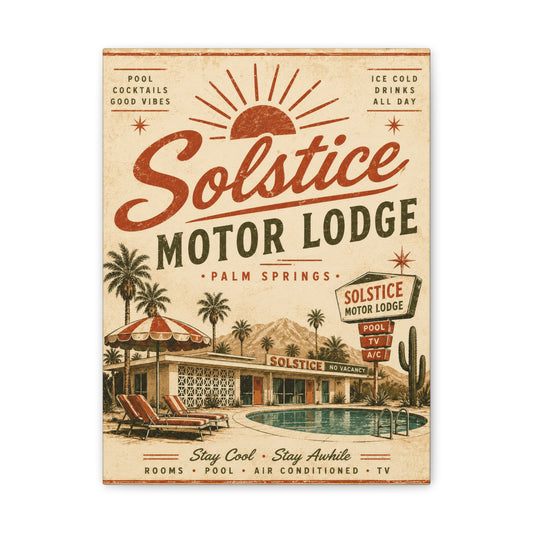 Solstice Motor Lodge Vintage Palm Springs Canvas Print - Creations by Chris and Carlos