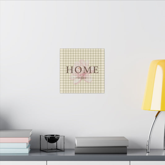 Home Plaid Canvas Wall Art — Floral Gingham "HOME" Sign - Creations by Chris and Carlos