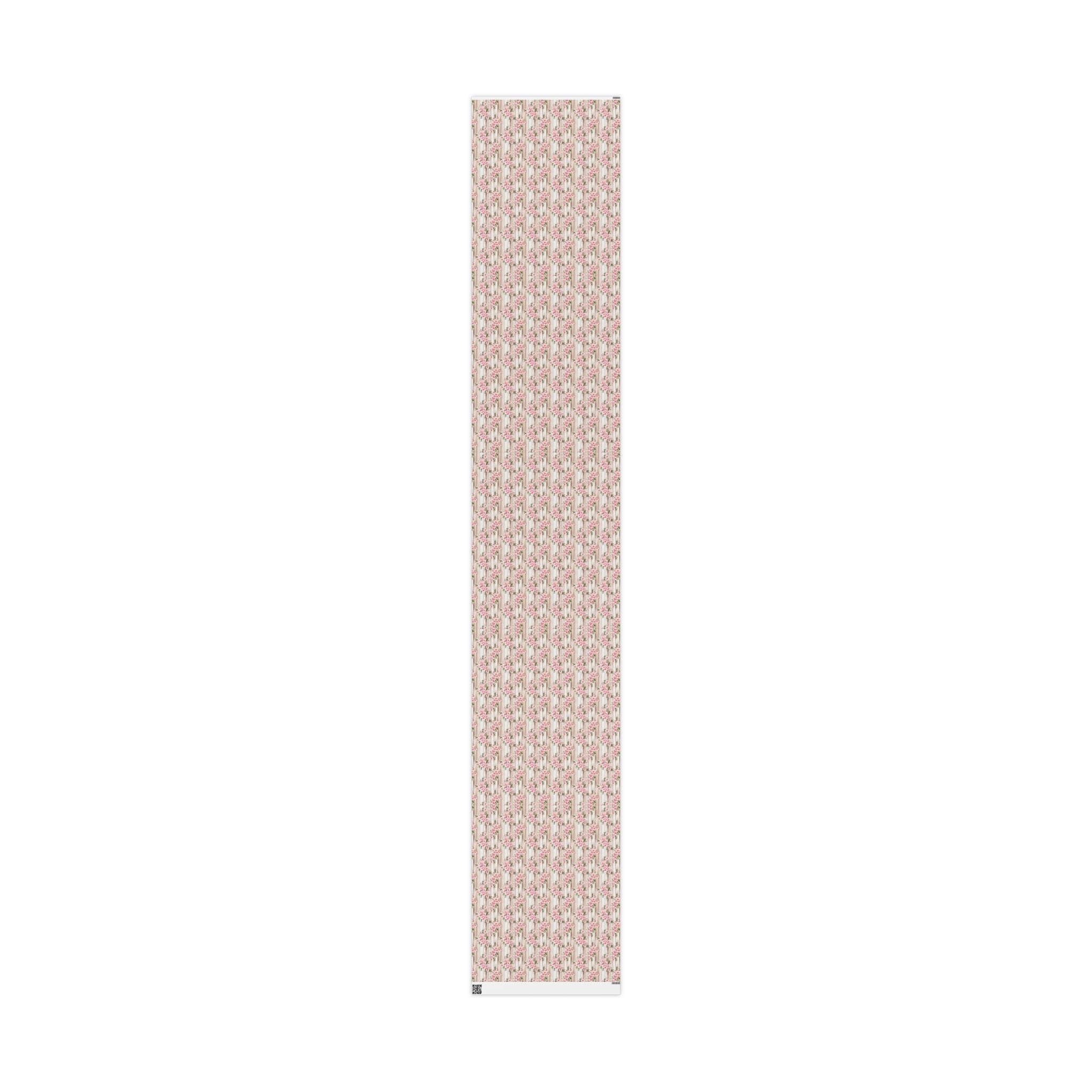 Easter Floral Woodgrain Wrapping Paper Roll — Pink Cherry Blossom Gift Wrap - Creations by Chris and Carlos