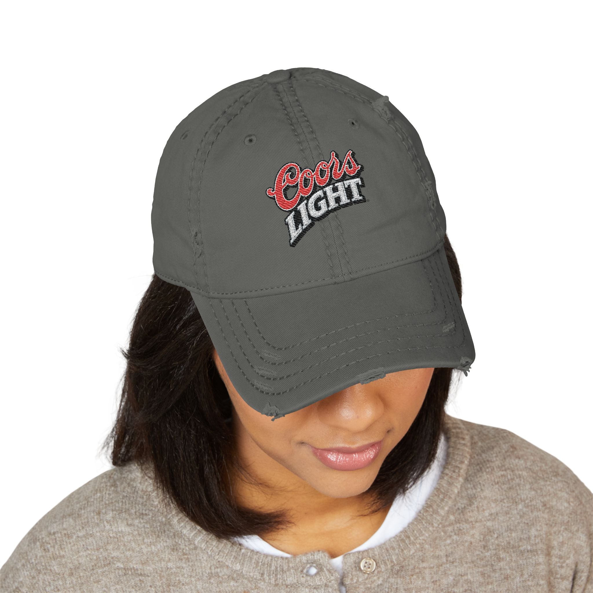 Coors Light Embroidered Distressed Dad Hat - Creations by Chris and Carlos