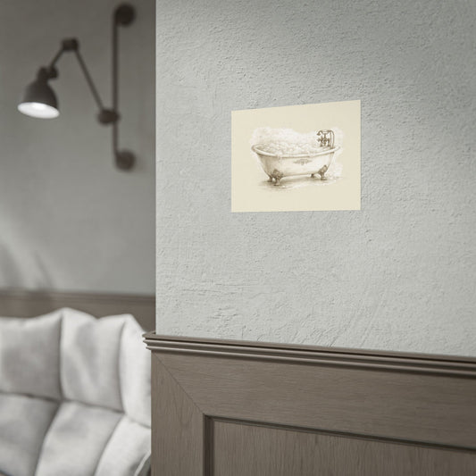 Bathroom Wall Art Poster — Vintage Clawfoot Tub Illustration (Rolled Poster) - Creations by Chris and Carlos