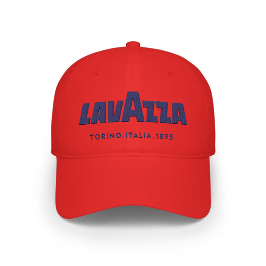 Lavazza Torino 1895 Red Low Profile Baseball Cap — Embroidered Coffee Brand Hat - Creations by Chris and Carlos