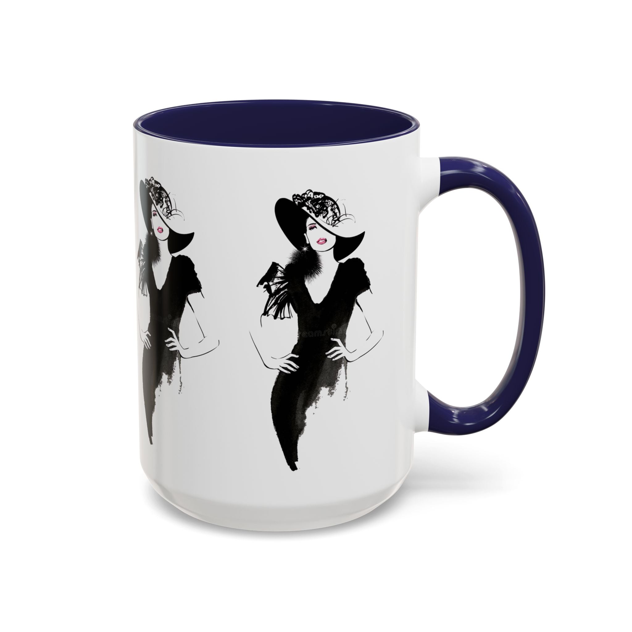 Elegant Lady Fashion Coffee Mug – Vintage Chic Black & White Accent - Creations by Chris and Carlos