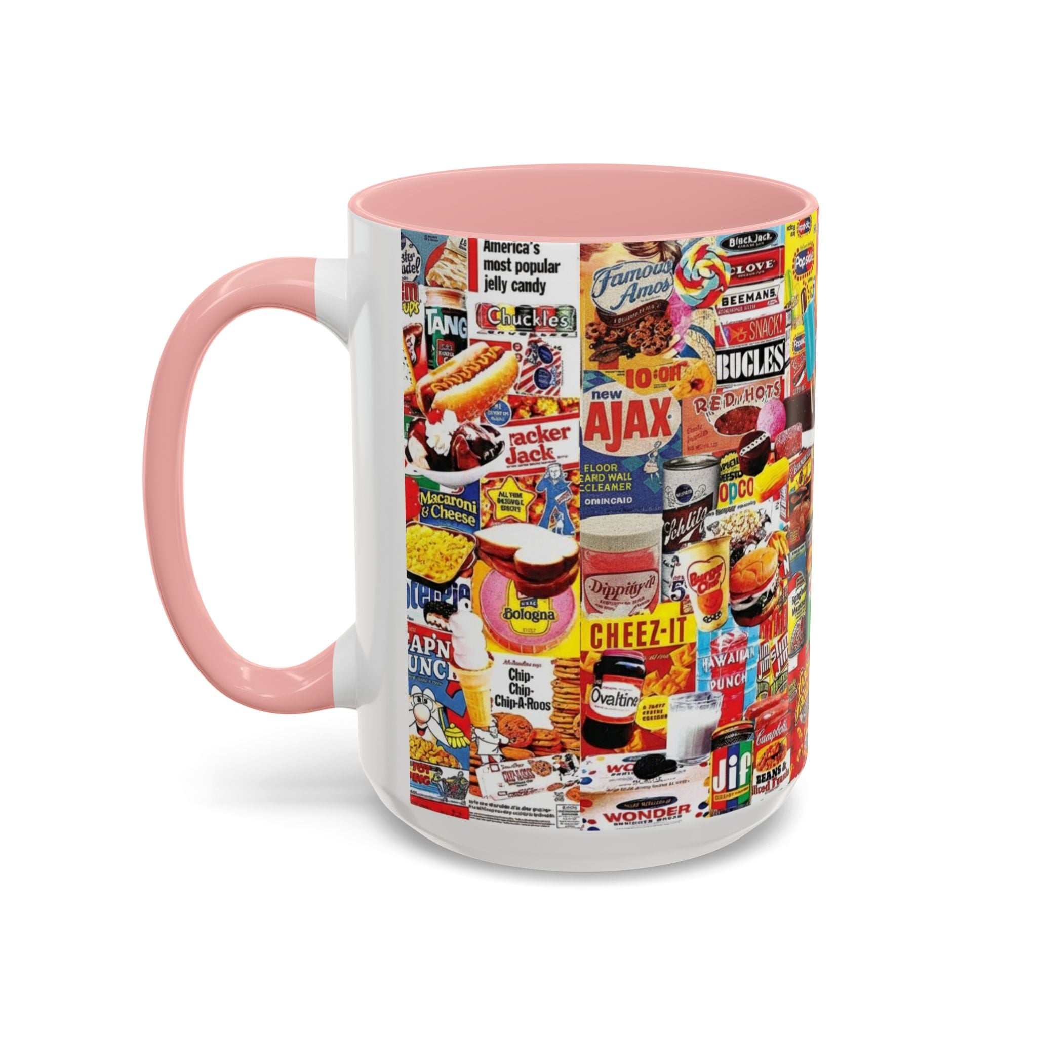 Retro Snack Collage Mug — Vintage Candy & Cereal Packaging Accent Coffee Mug - Creations by Chris and Carlos