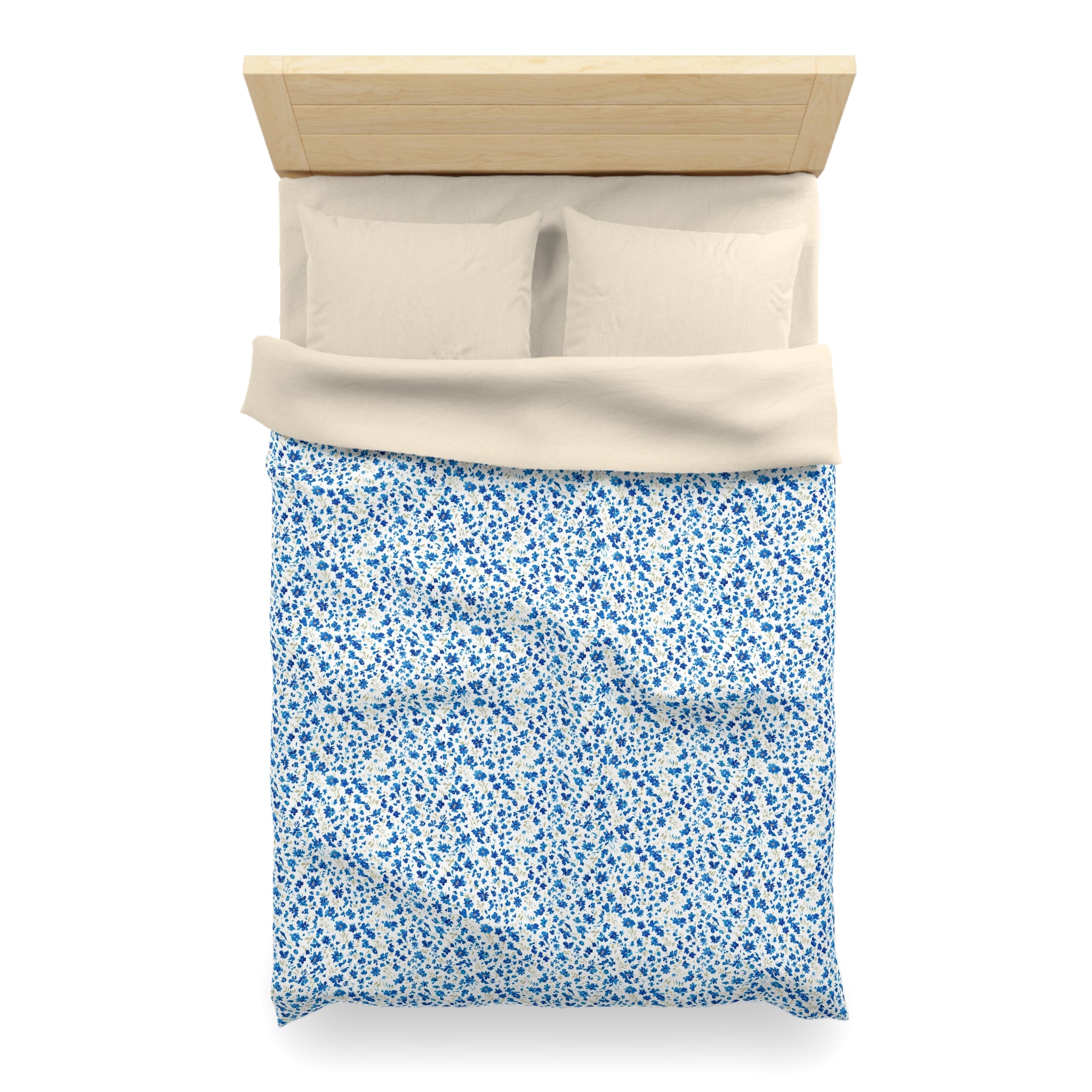 The Artisanal Flora Gallery Blue Ditsy Floral Microfiber Duvet Cover - Creations by Chris and Carlos