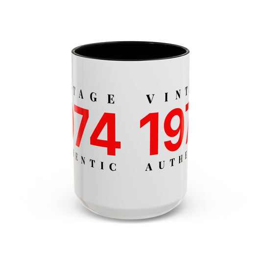 1974 Vintage Coffee Mug — Retro Year Birthday Gift (Personalize) - Creations by Chris and Carlos