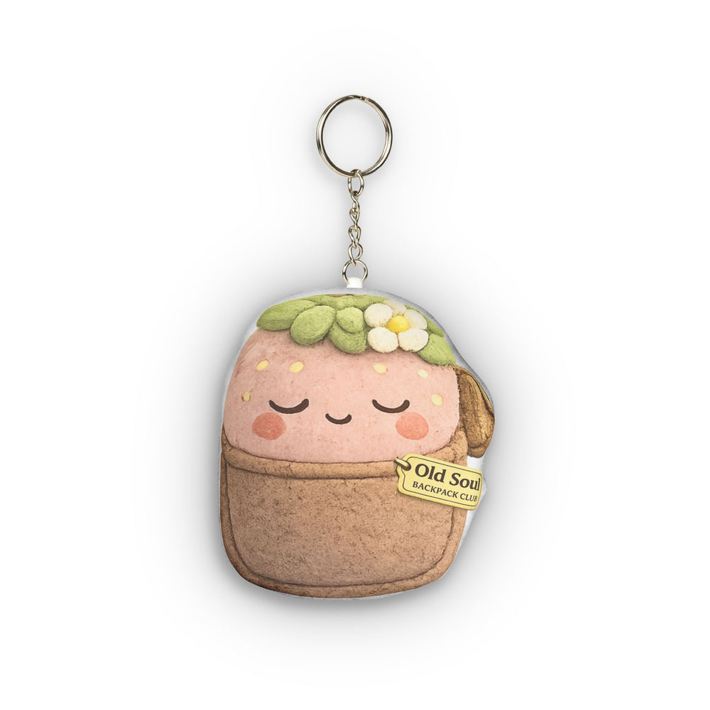 Mini Plush Keychain — Cute Sleeping Succulent in Planter