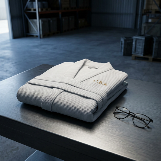 Embroidered Terry Shawl Robe — Cozy Spa & Personalized Monogram Bathrobe - Creations by Chris and Carlos