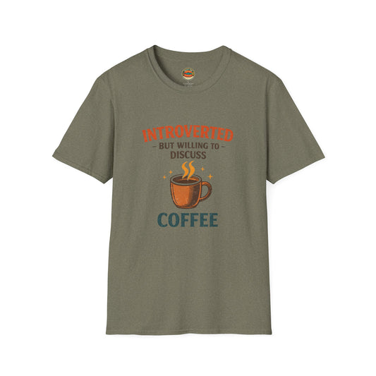 Introverted But Willing to Discuss Coffee T-Shirt - Creations by Chris and Carlos