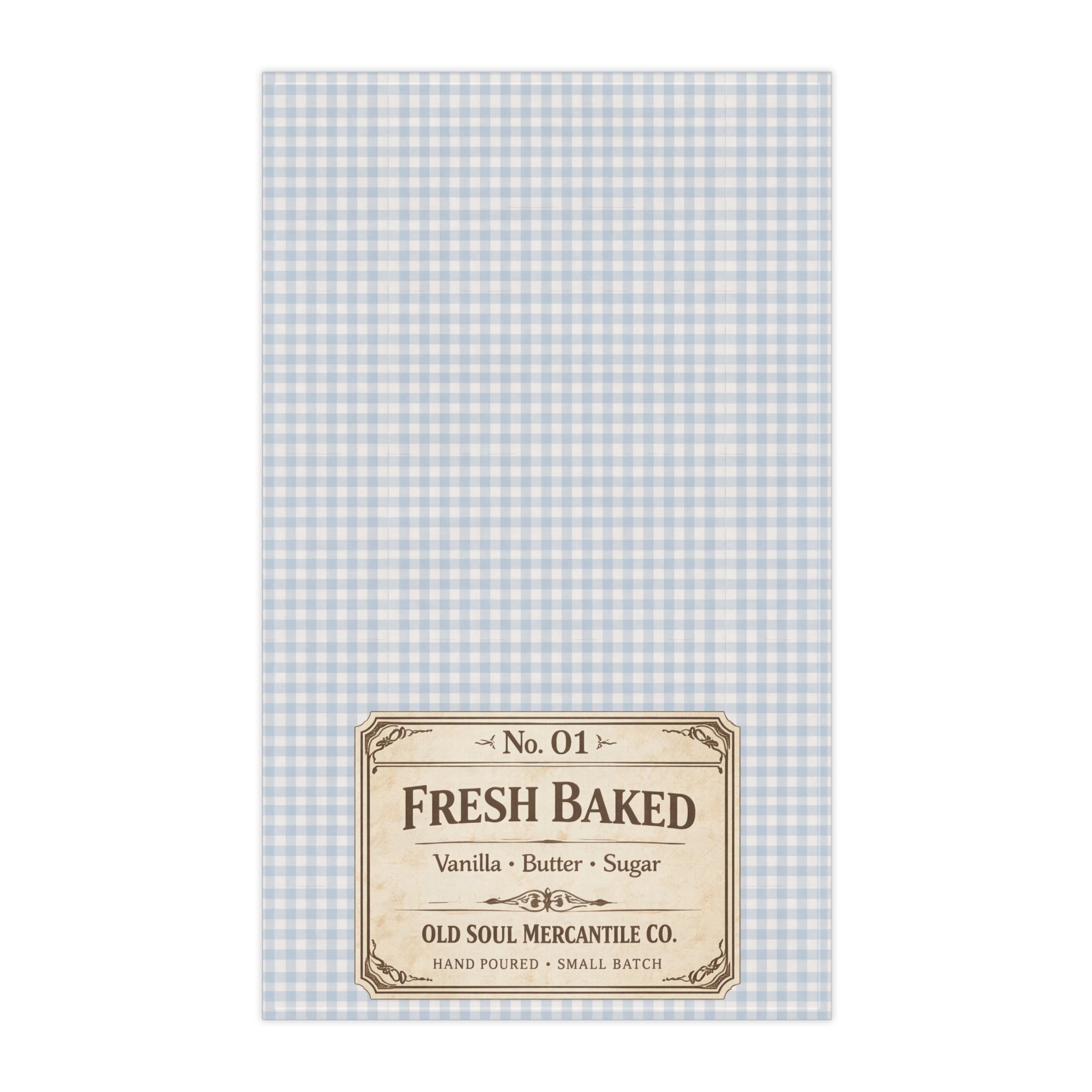 Fresh Baked Gingham Tea Towel — Vintage Bakery Label Cotton Kitchen Towel - Creations by Chris and Carlos