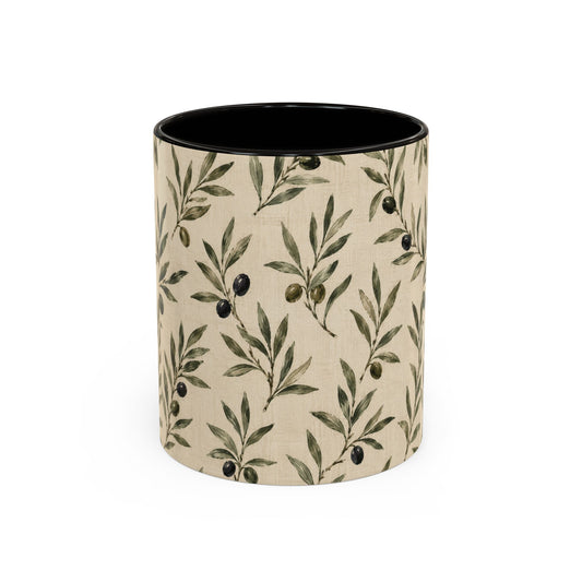 Olive Branch Pattern Ceramic Mug (11oz, 15oz) - Creations by Chris and Carlos