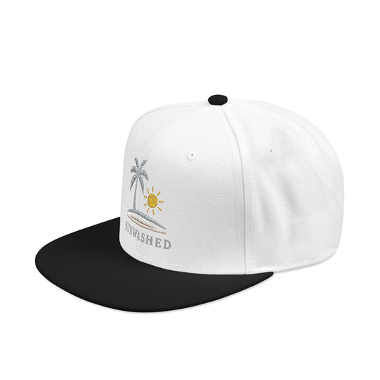 Crashed Palm Tree Snapback Hat — Embroidered Beach Sun Cap - Creations by Chris and Carlos
