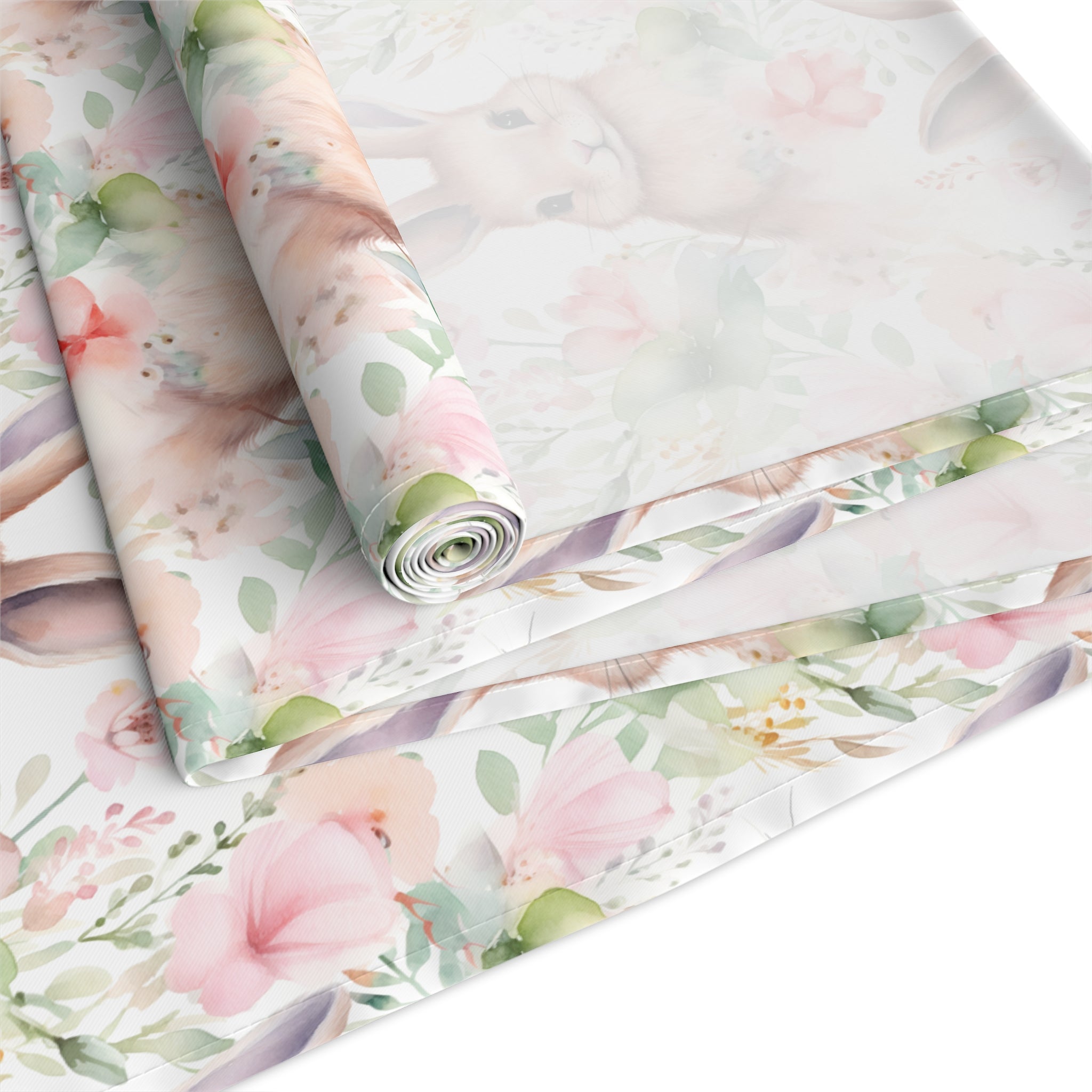 Easter Bunny Floral Table Runner — Spring Cotton-Poly Dining Decor - Creations by Chris and Carlos