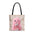 Cute Pink Plush Monster Tote Bag — Winking Character Holding Diet Cola, All-Over-Print