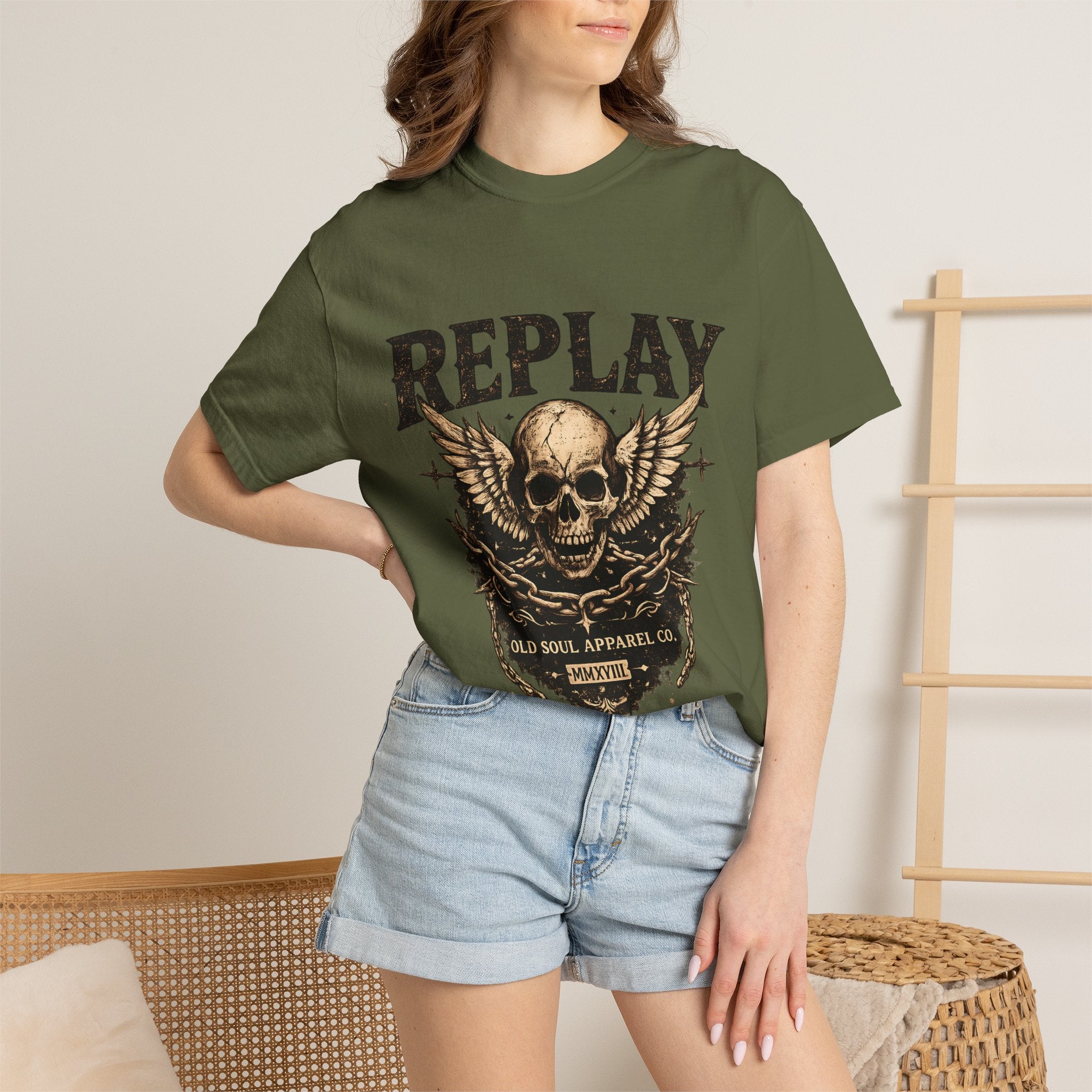 Replay Skull T-Shirt — Vintage Rock Graphic Tee - Creations by Chris and Carlos