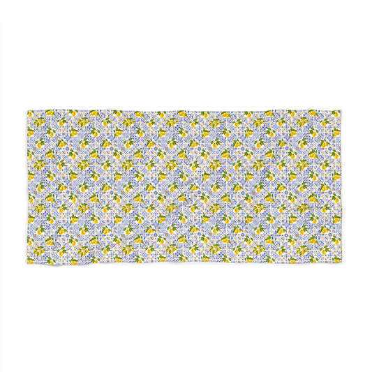 Lemon Daisy Beach Towel – Bright Floral Tropical Print - Creations by Chris and Carlos