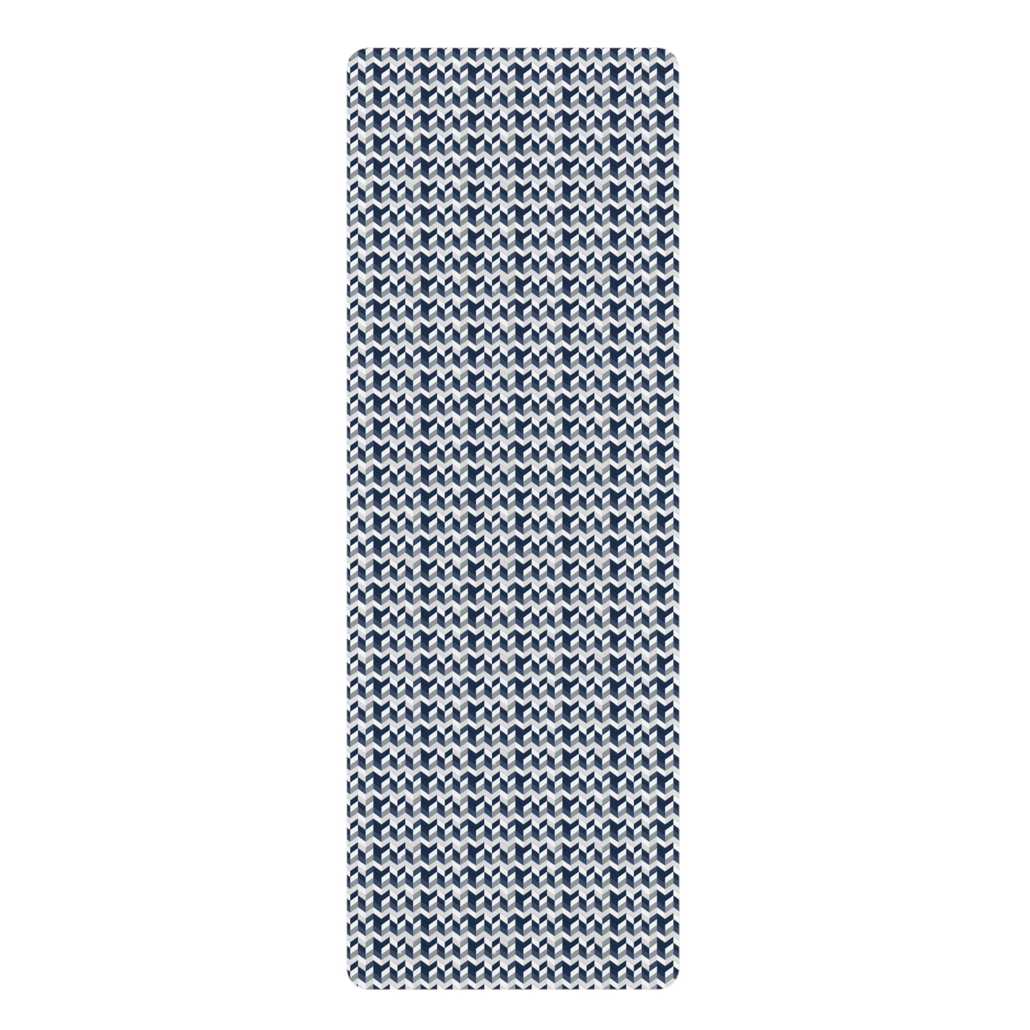 Prism Point Athletic Collection- Non-Slip Rubber Yoga Mat Navy Knit Pattern, Reversible Grip Surface - Creations by Chris and Carlos