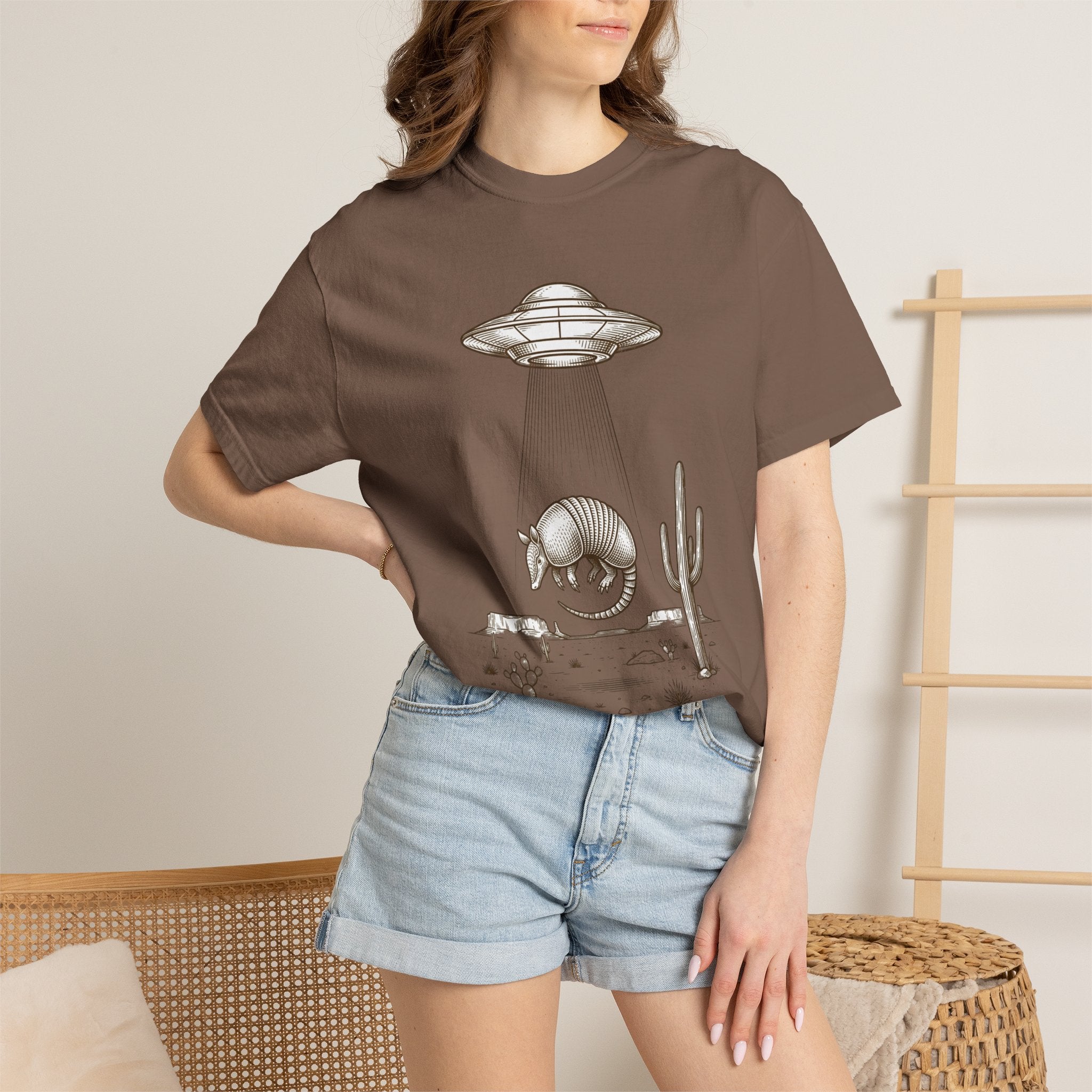 T-Shirt — Desert UFO Abduction Armadillo Graphic - Creations by Chris and Carlos