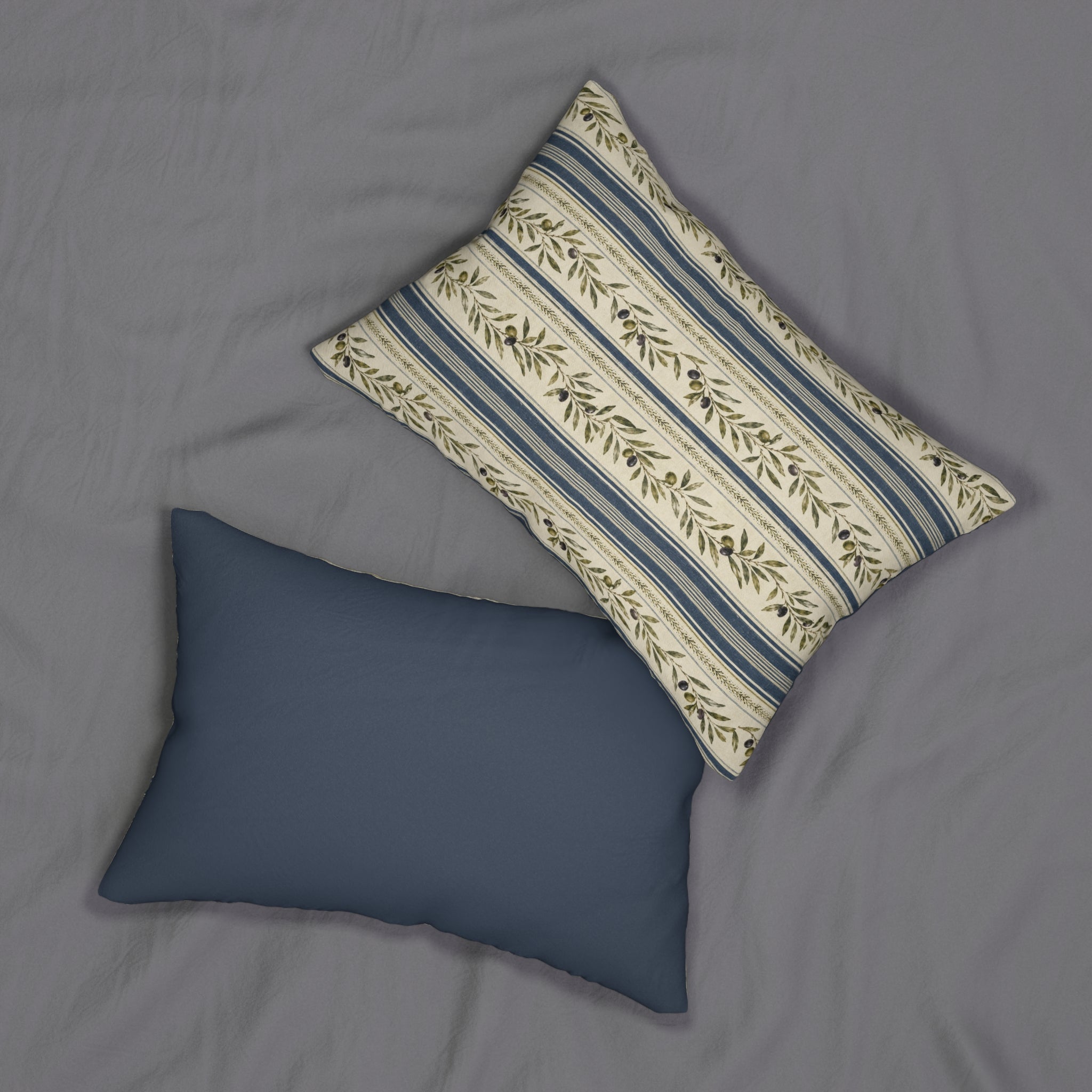 Rustic Olive Branch Striped Lumbar Pillow - Creations by Chris and Carlos