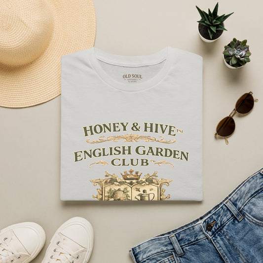 English Garden Club T-Shirt — "Honey & Hive" Vintage Floral Tee - Creations by Chris and Carlos