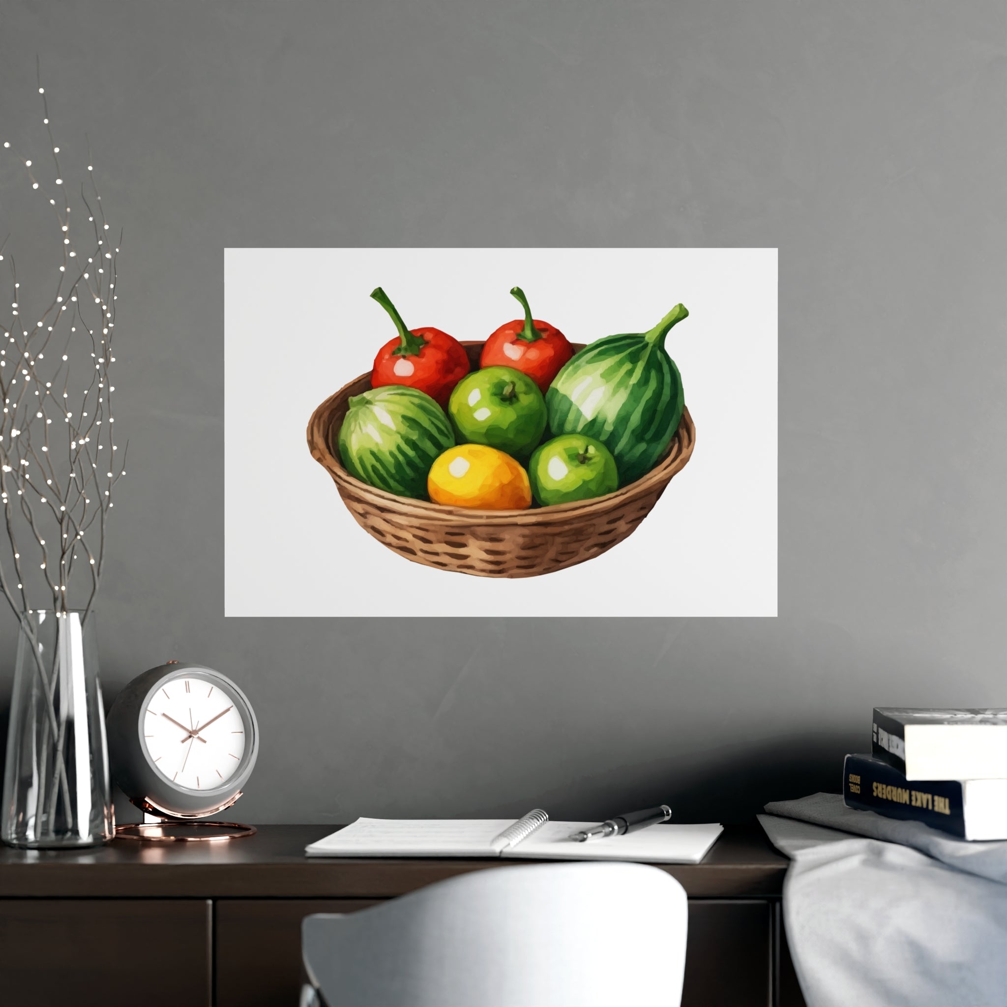 Fruit Basket Matte Poster — Watercolor Kitchen Wall Art - Creations by Chris and Carlos