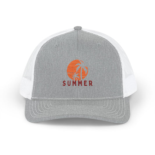Trucker Cap - Sunset Palm 'SUMMER' Logo - Creations by Chris and Carlos