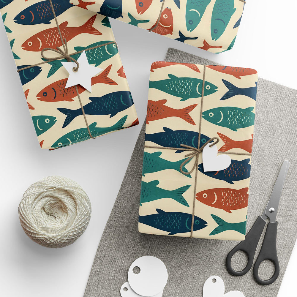 Salty Tin Company- Colorful Fish Wrapping Paper, Unique Gift Wrap for Birthdays, Holidays, Eco-Friendly, Party Supplies