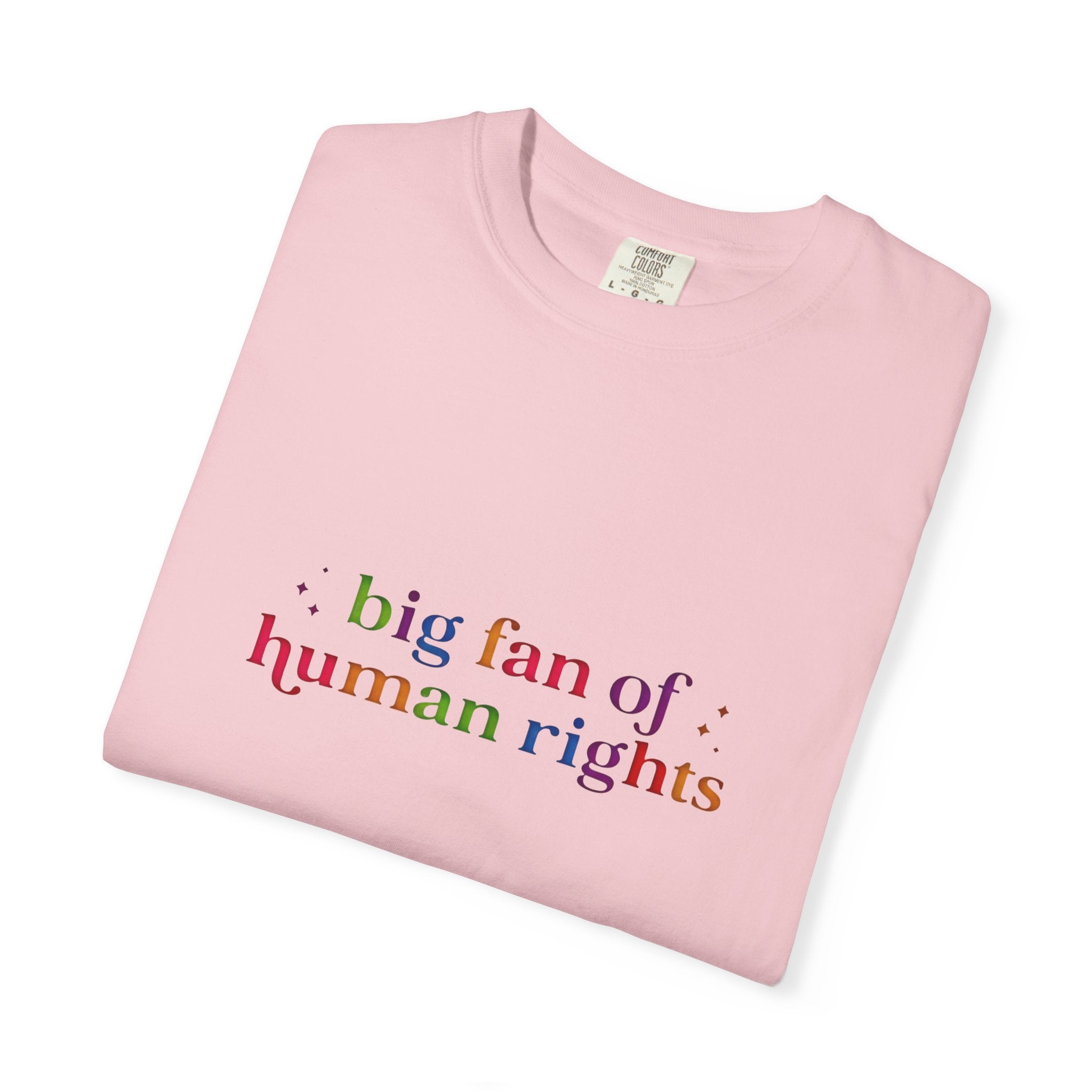 T-Shirt — "Big Fan of Human Rights" Graphic Tee (Equality & Activism Icons) - Creations by Chris and Carlos