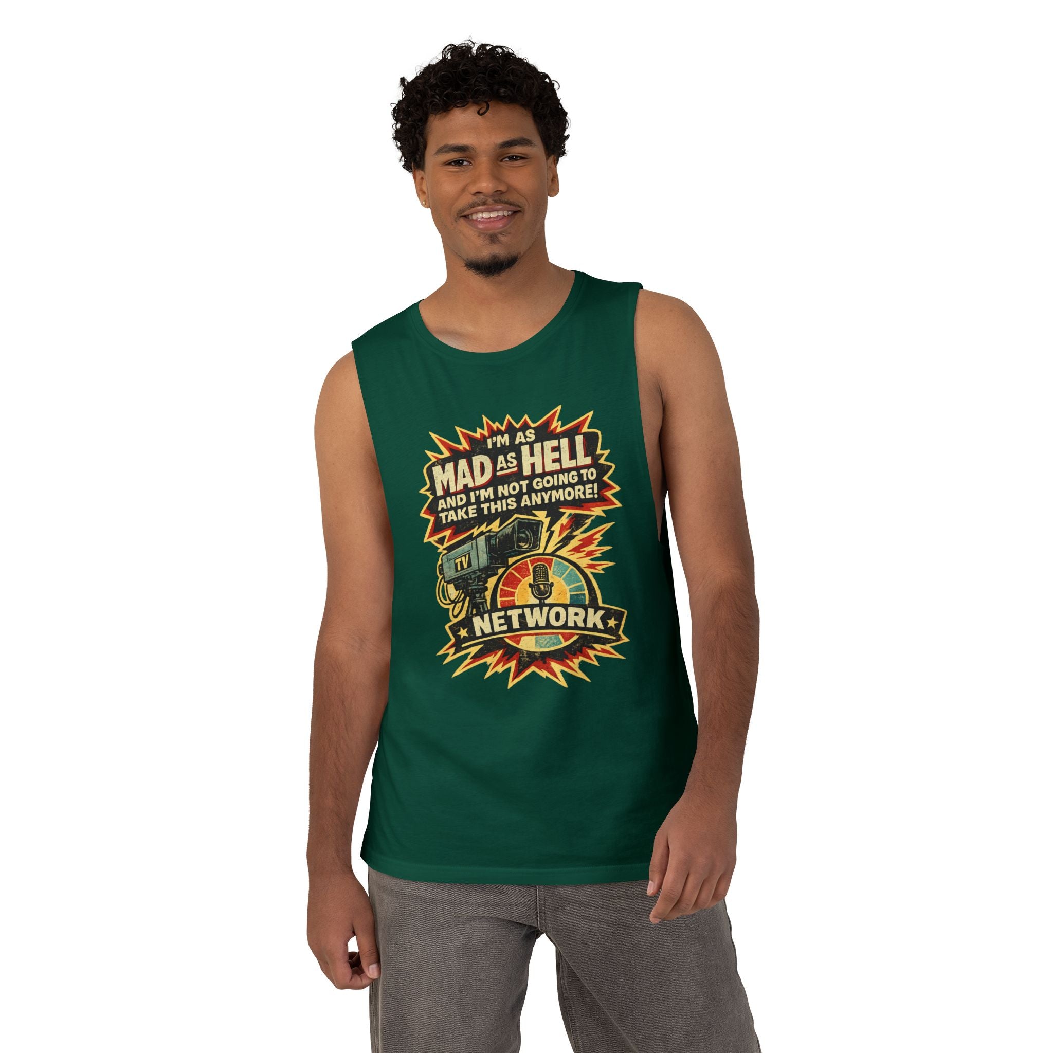 Mad As Hell Network Graphic Tank Top — Retro Protest Tee - Creations by Chris and Carlos