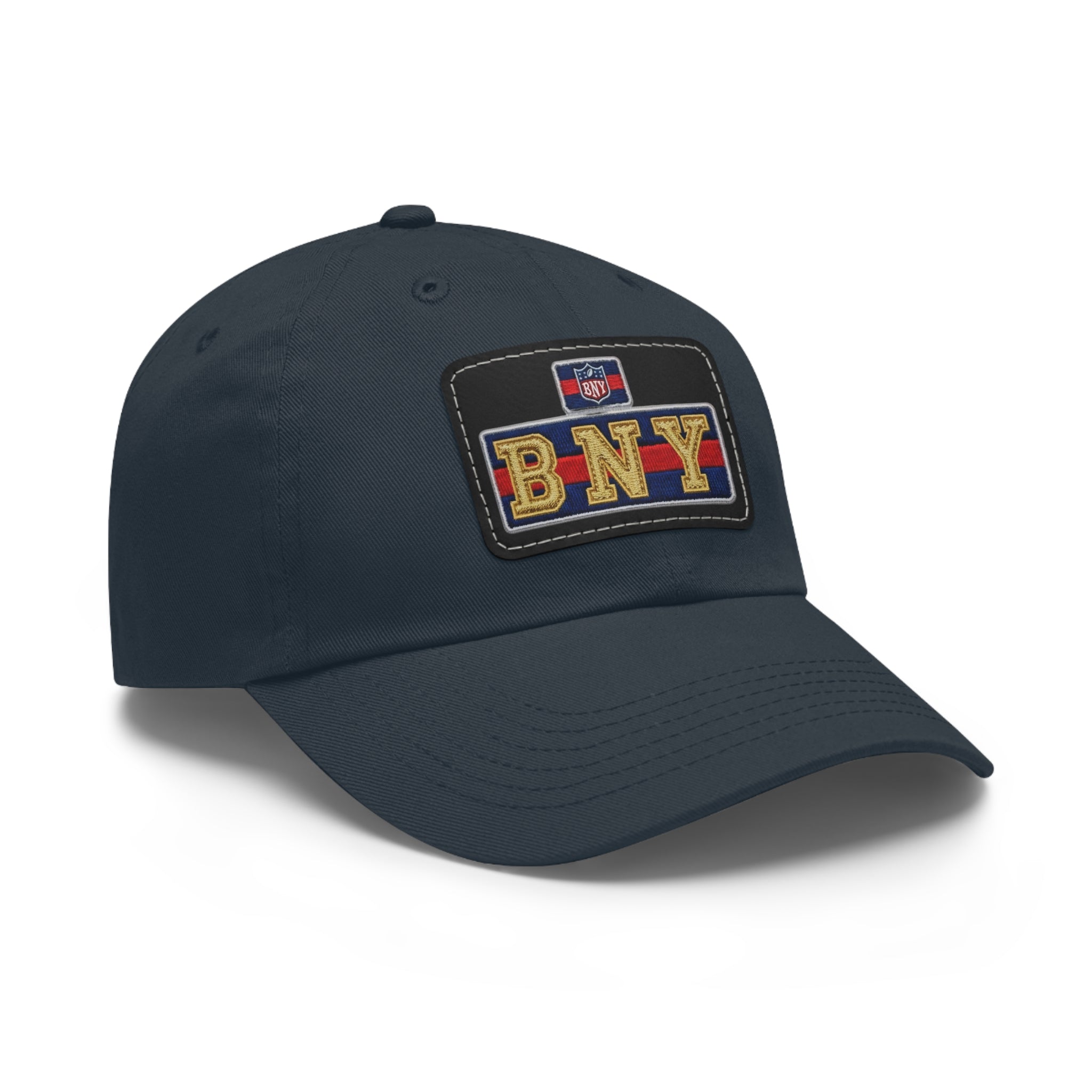 BNY Leather Patch Dad Hat – Vintage Varsity Baseball Cap - Creations by Chris and Carlos
