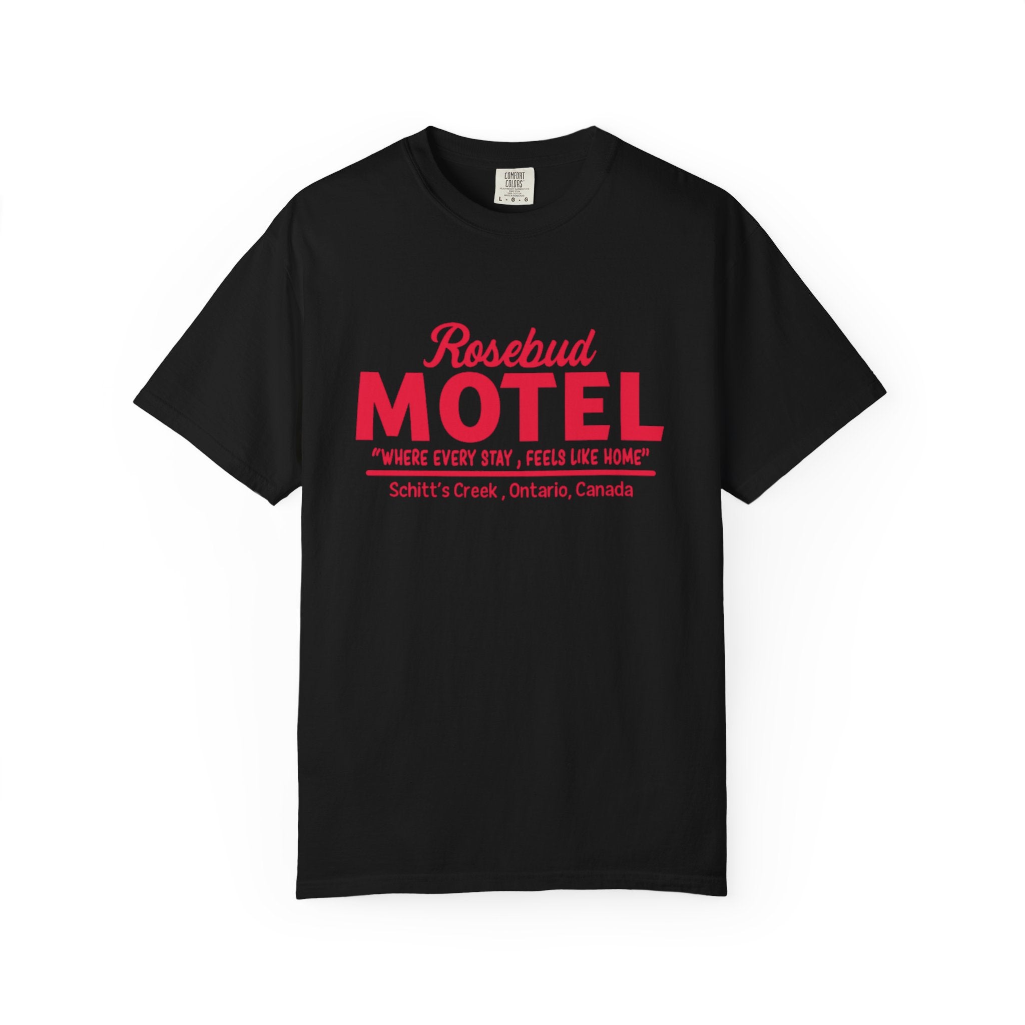 Rosebud Motel T-Shirt — Vintage 'Where Every Stay Feels Like Home' Graphic Tee - Creations by Chris and Carlos