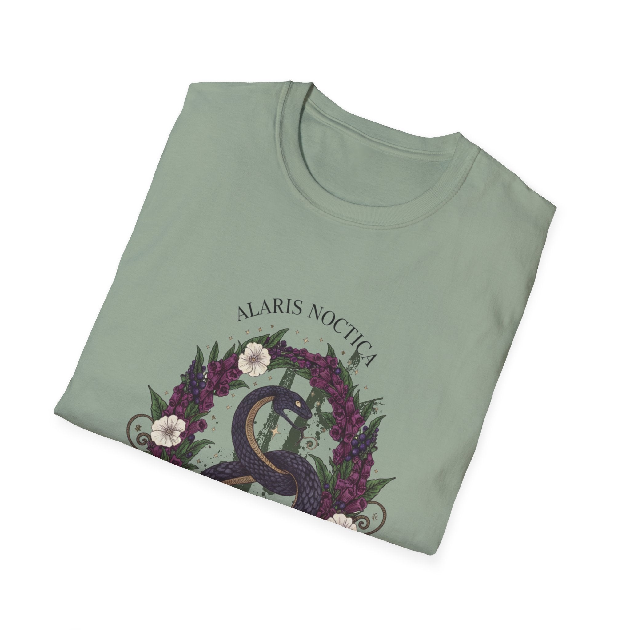 Snake & Wreath Graphic T-Shirt — 'Alarm's Nothing' Floral Gothic Tee - Creations by Chris and Carlos