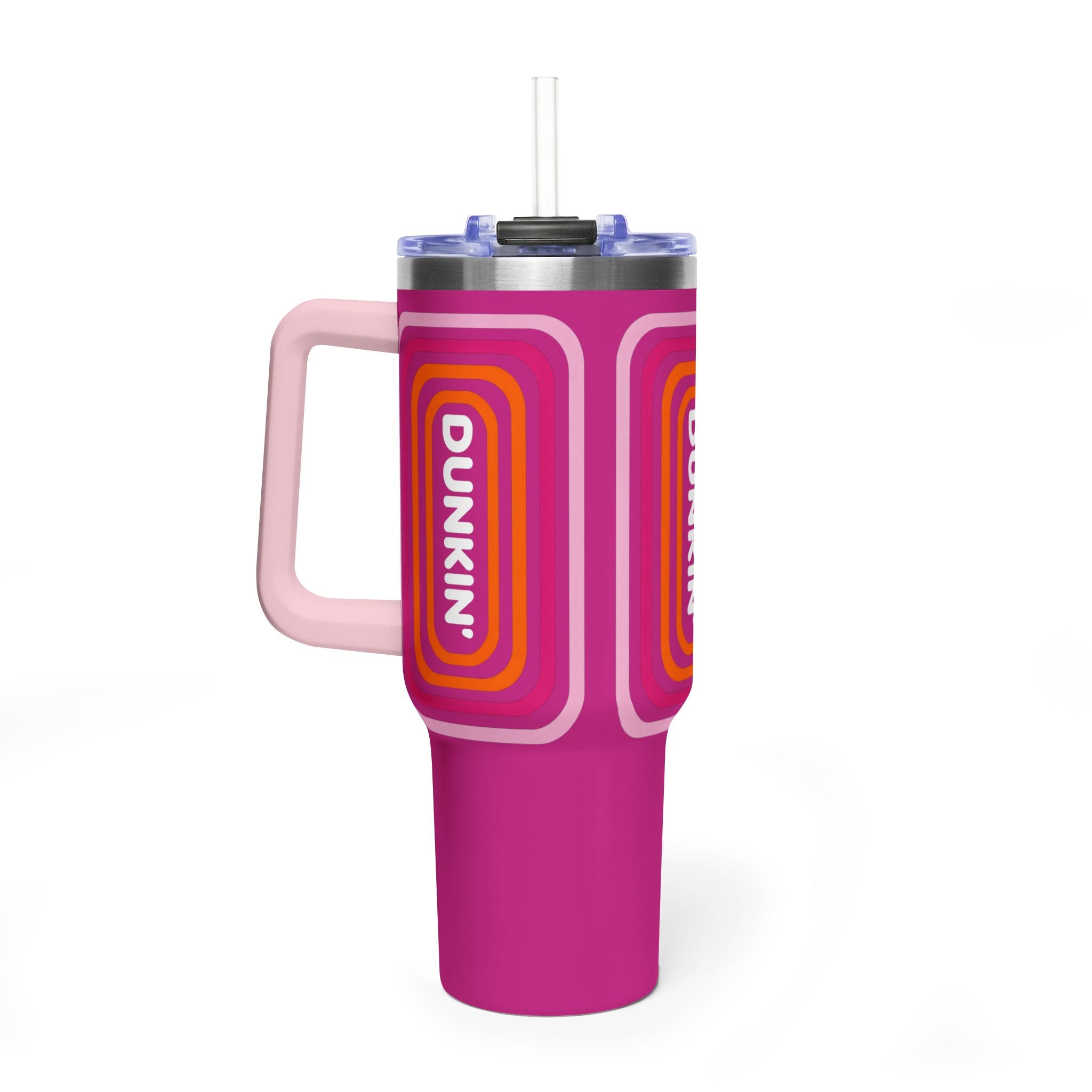 40oz Pink Retro Coffee Tumbler with 'Dunkin' Logo - Creations by Chris and Carlos