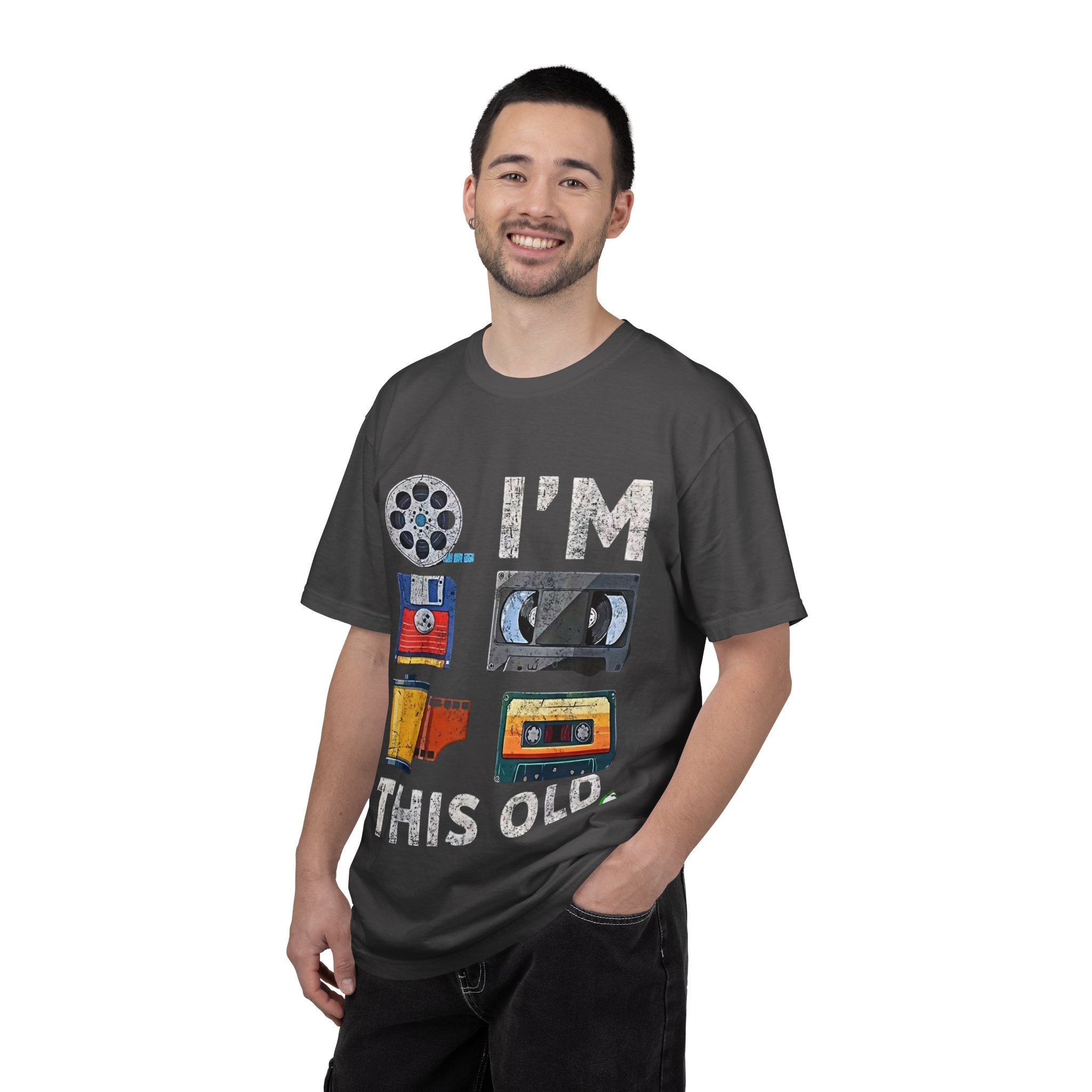 Vintage Media "I'M THIS OLD" T-Shirt — Retro Cassette & VHS Nostalgia Tee - Creations by Chris and Carlos