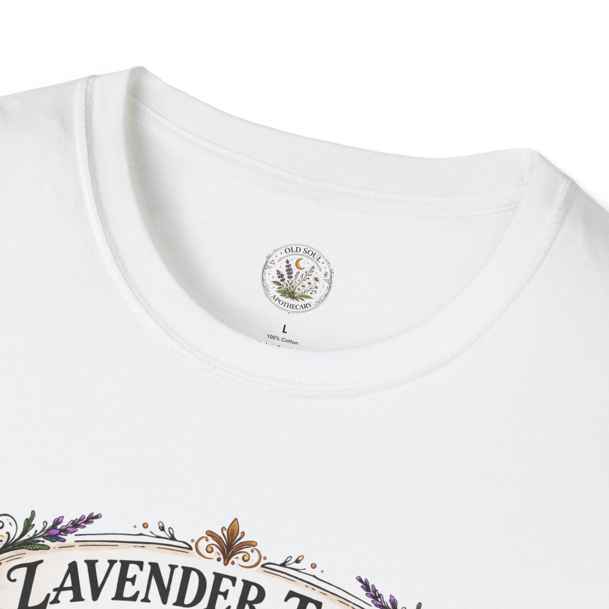 Old Soul Apothecary Lavender Tonic Botanical Tee — Vintage Herbal Label Shirt - Creations by Chris and Carlos