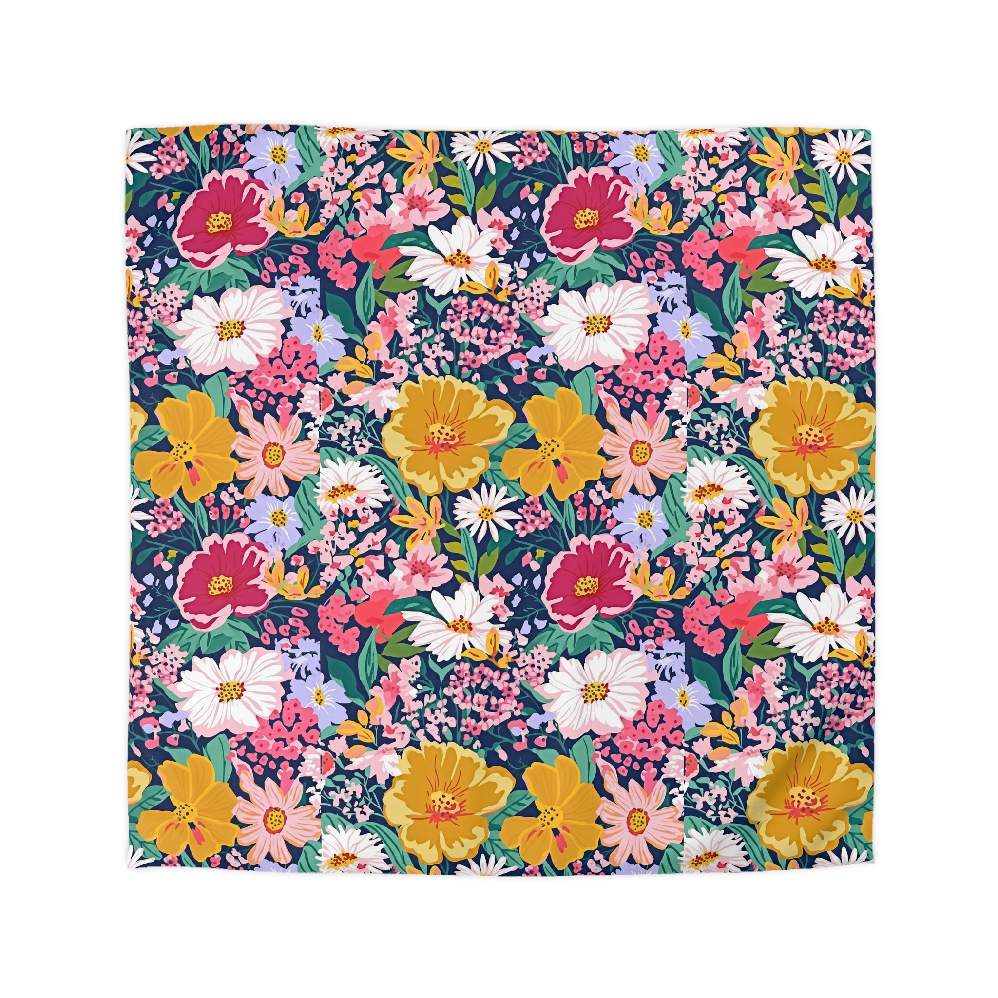 The Artisanal Flora Gallery Floral Duvet Cover — Bright Garden Bloom Microfiber Bedding - Creations by Chris and Carlos