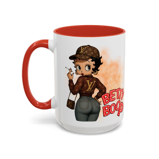 Accent Coffee Mug — Retro Pin-Up Character with 'Betty Boop' Text - Creations by Chris and Carlos