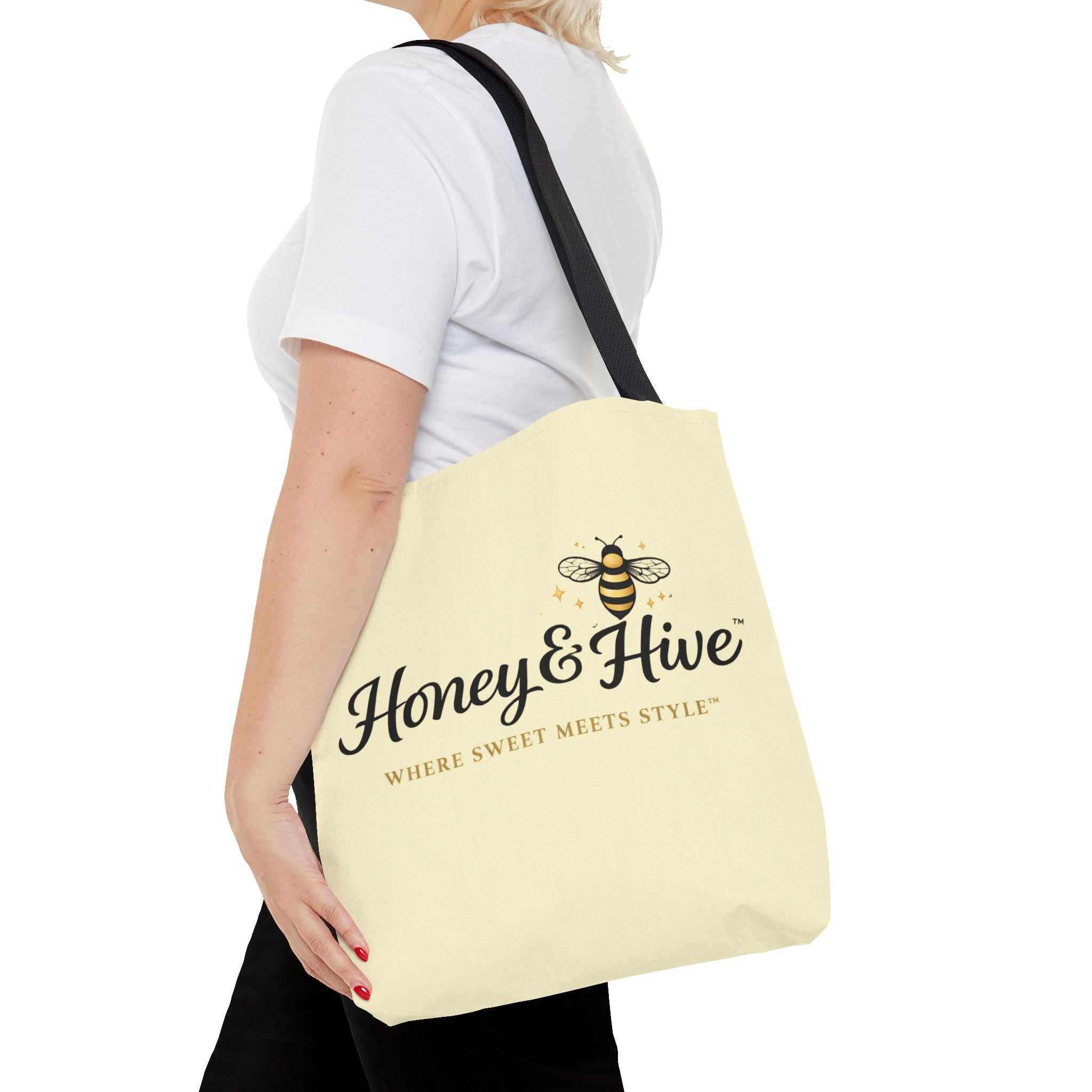 Honey & Hive Logo Tote Bag — Cute Bee Market Tote, "Where Sweet Meets Style" - Creations by Chris and Carlos