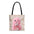 Cute Pink Plush Monster Tote Bag — Winking Character Holding Diet Cola, All-Over-Print