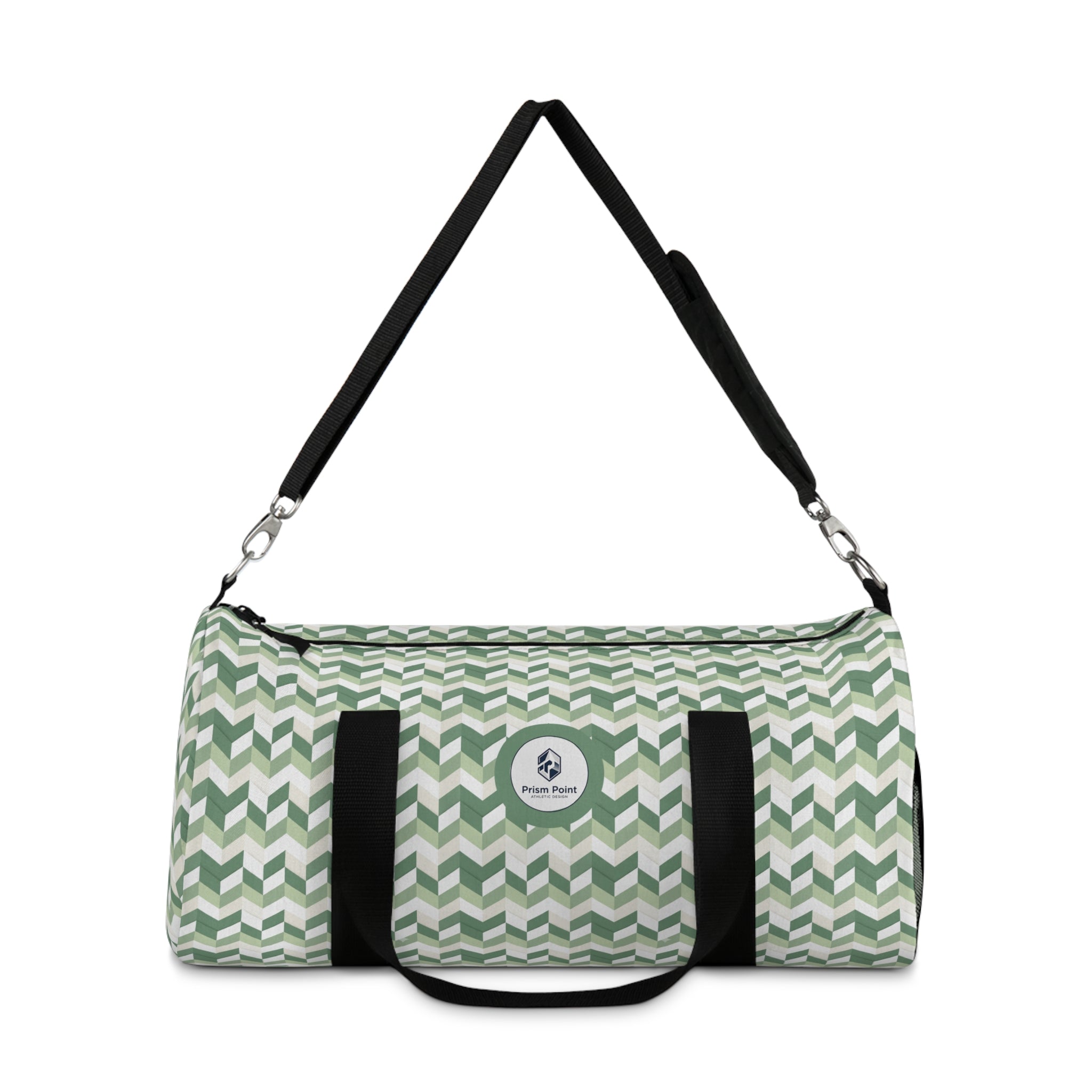 Prism Point Athletic Collection Chevron Sage Duffel Bag — Sage Geometric Travel Gym Bag - Creations by Chris and Carlos