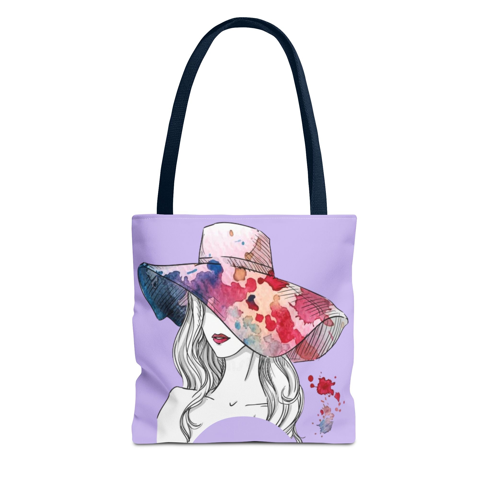 Floral Watercolor Sunhat Tote Bag — Fashionable Illustrated Woman Beach Tote - Creations by Chris and Carlos