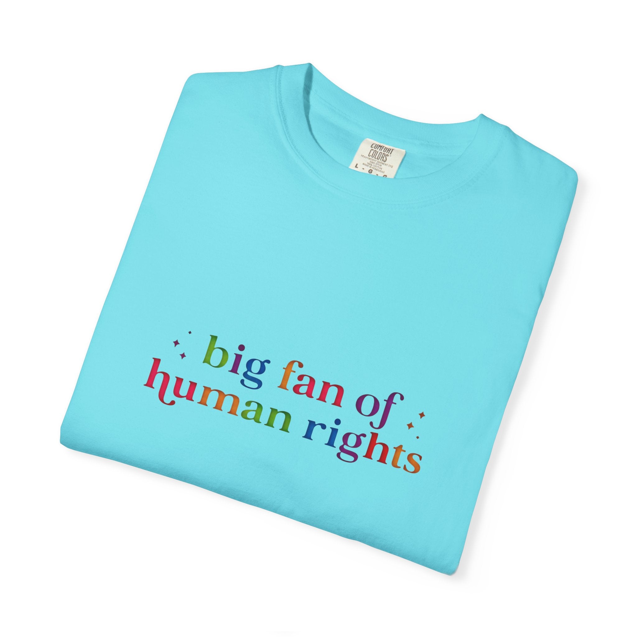 T-Shirt — "Big Fan of Human Rights" Graphic Tee (Equality & Activism Icons) - Creations by Chris and Carlos