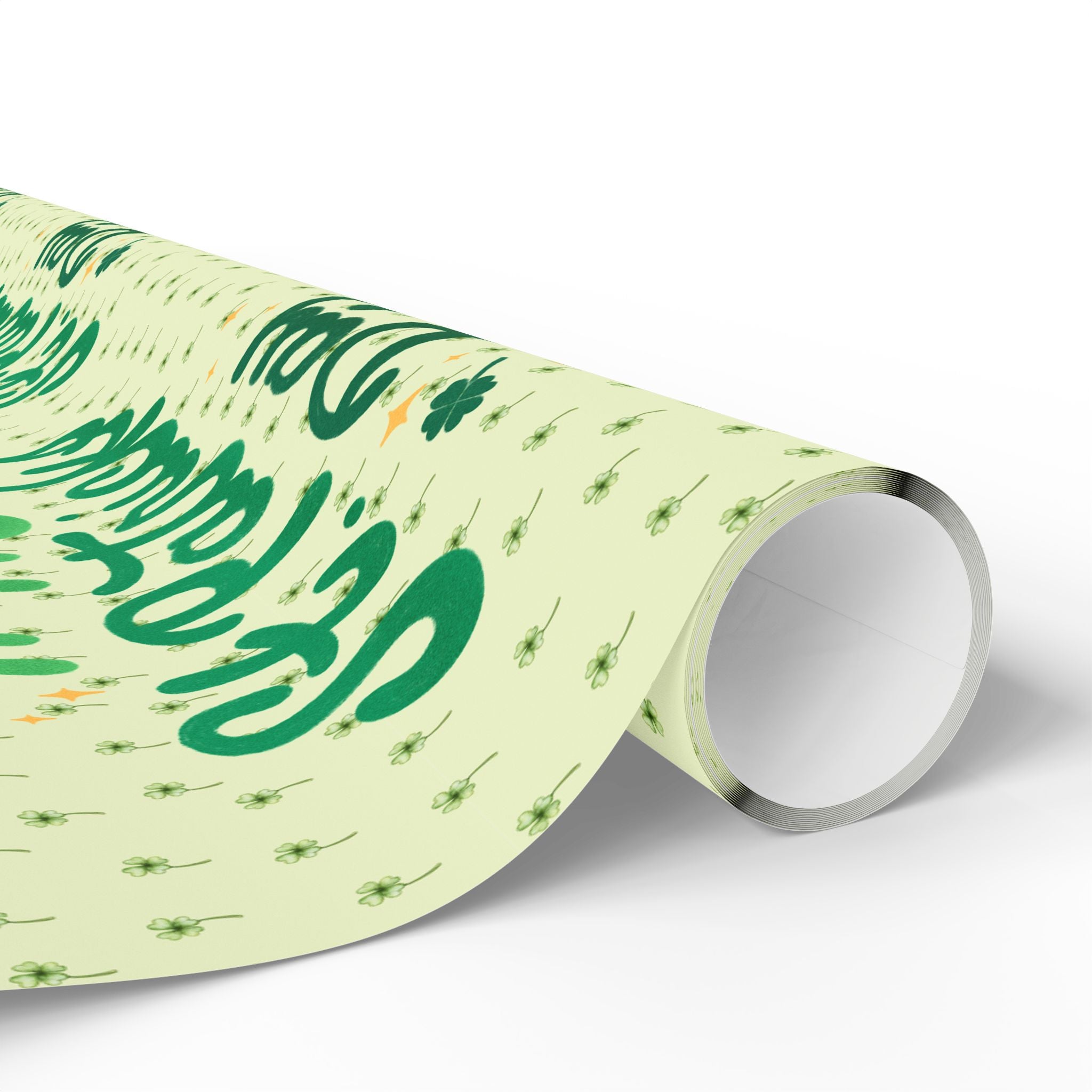 Wrapping Paper Roll — 'Happy St. Patrick's Day' Green Script Pattern - Creations by Chris and Carlos