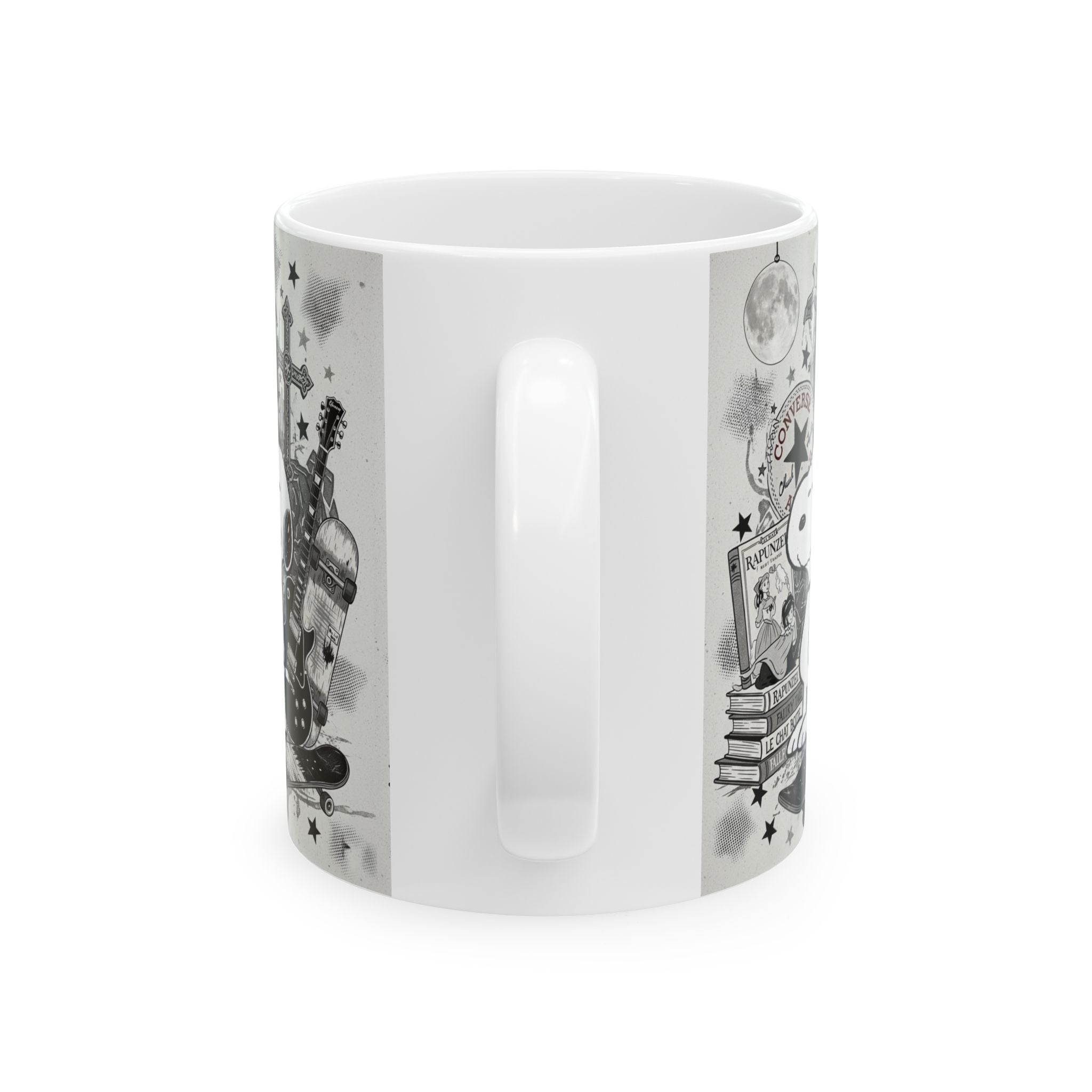 Snoopy Rocker Ceramic Mug – Vintage Skateboard & Guitar Coffee Cup (11oz/15oz) - Creations by Chris and Carlos