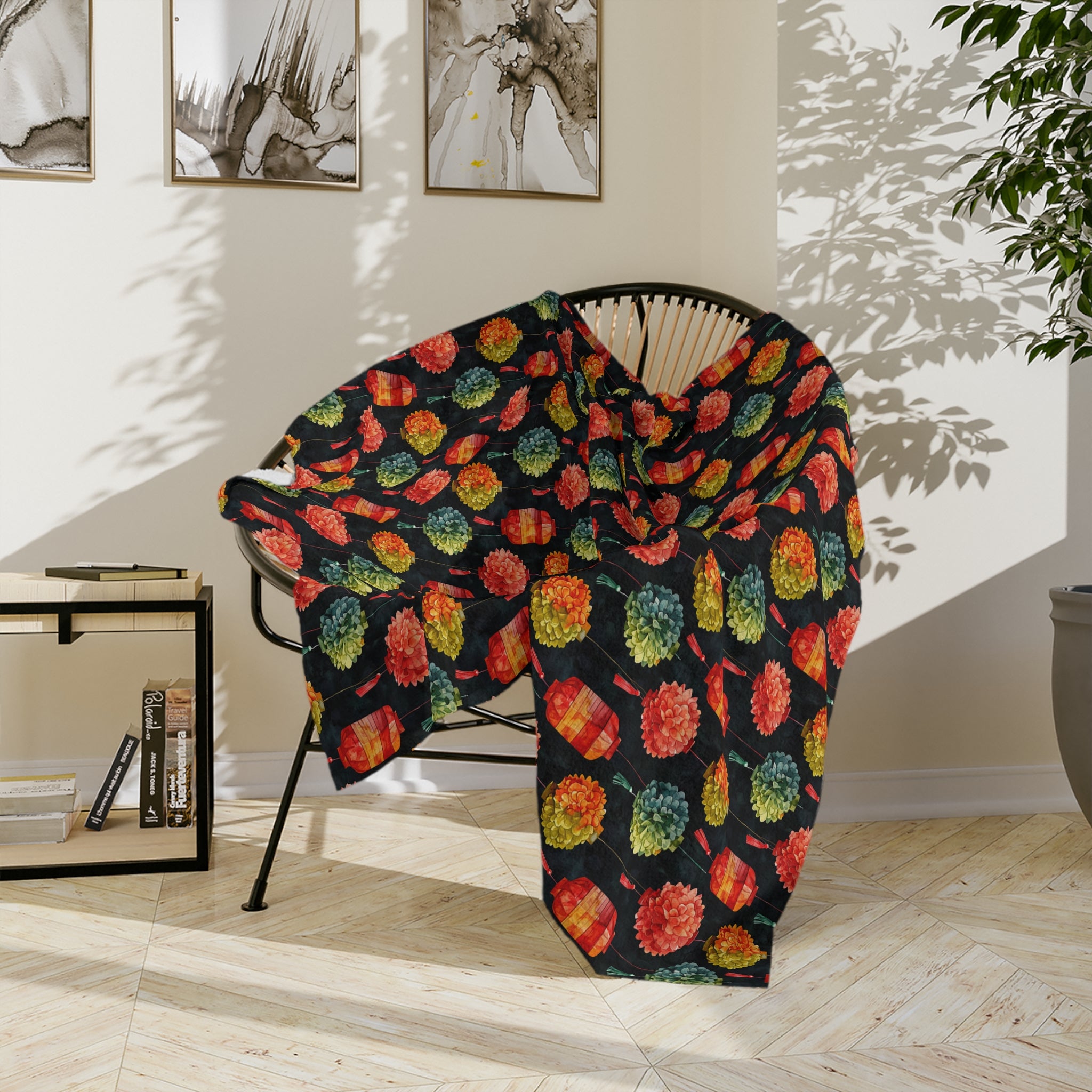 Sol y Alegría (Sun and Joy) Collection-Lanterns Velveteen Blanket - Creations by Chris and Carlos