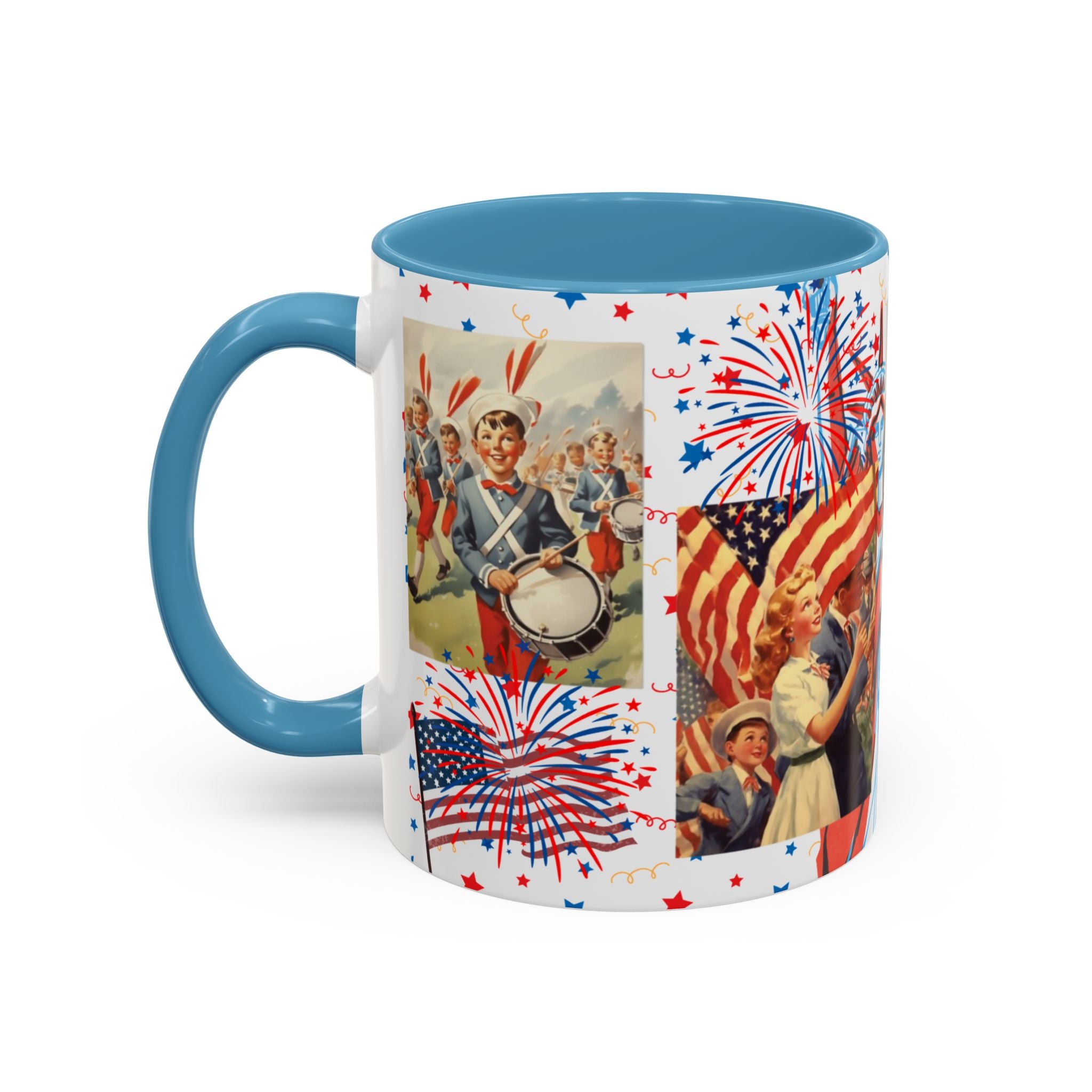 Patriotic Vintage 4th of July Accent Mug – 'Land of the Free, Home of the Brave' - Creations by Chris and Carlos